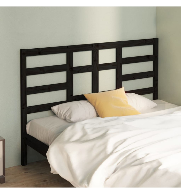 Tête de lit Noir 126x4x104 cm Bois massif de pin | Mobilier & Déco