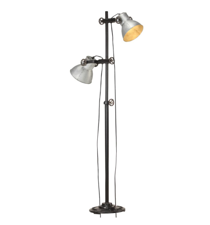 Lampadaire avec 2 abat-jour Argenté E27 Fonte | Mobilier & Déco
