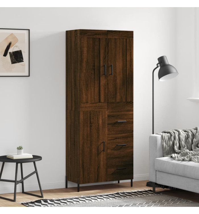 Buffet haut Chêne marron 69,5x34x180 cm Bois d'ingénierie | Mobilier & Déco