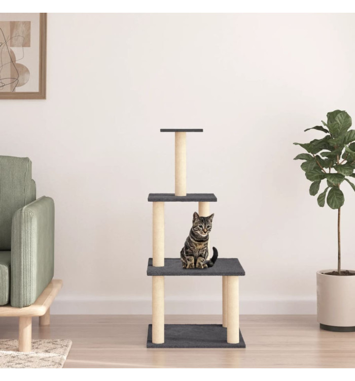 Arbre à chat avec griffoirs en sisal gris foncé 111 cm | Mobilier & Déco