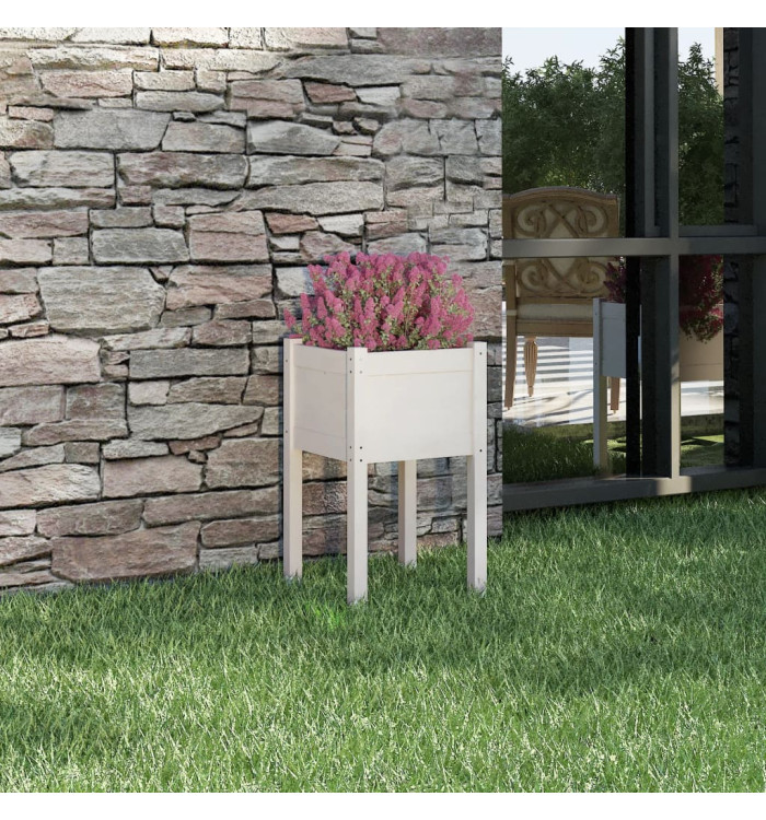 Jardinière d'extérieur Blanc 40x40x70 cm Bois de pin massif | Mobilier & Déco