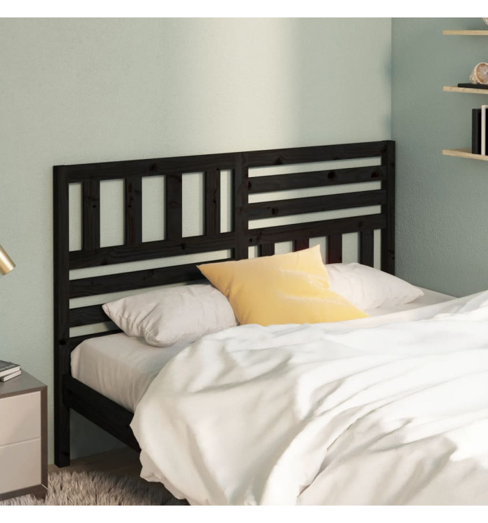 Tête de lit Noir 146x4x100 cm Bois massif de pin | Mobilier & Déco