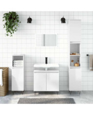 Armoire de bain blanc brillant 58x33x60 cm bois d'ingénierie | Mobilier & Déco