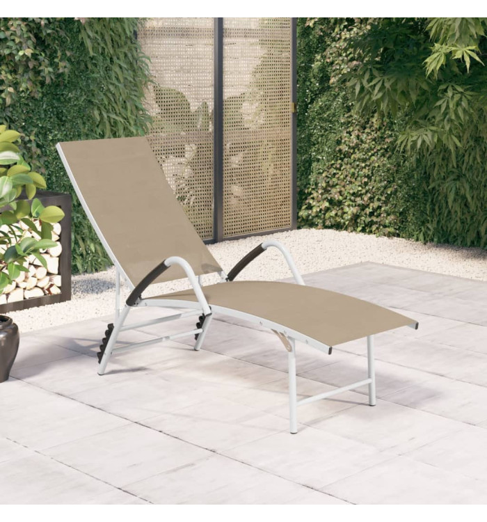 Chaise longue Textilène et aluminium Crème | Mobilier & Déco