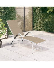 Chaise longue Textilène et aluminium Crème | Mobilier & Déco