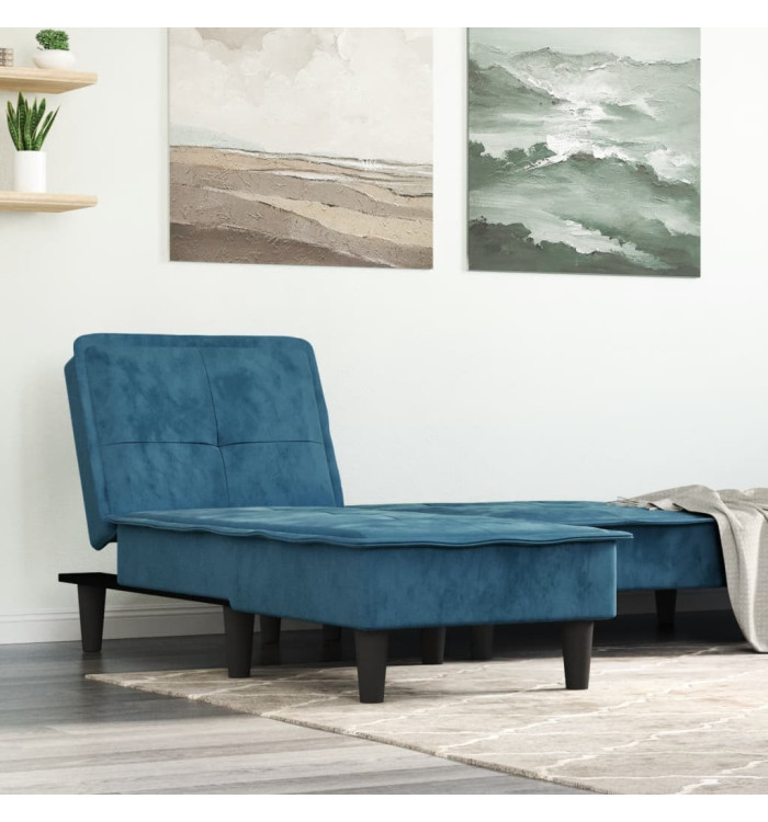 Chaise longue bleu velours | Mobilier & Déco