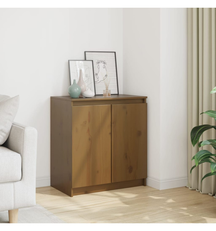 Armoire latérale marron miel 60x36x65 cm bois de pin massif | Mobilier & Déco