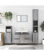 Armoire salle de bain sonoma gris 80x33x60 cm bois d'ingénierie | Mobilier & Déco