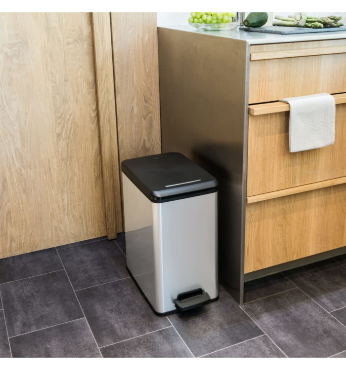 Curver Poubelle à pédale mince Deco 25 L Argenté | Mobilier & Déco