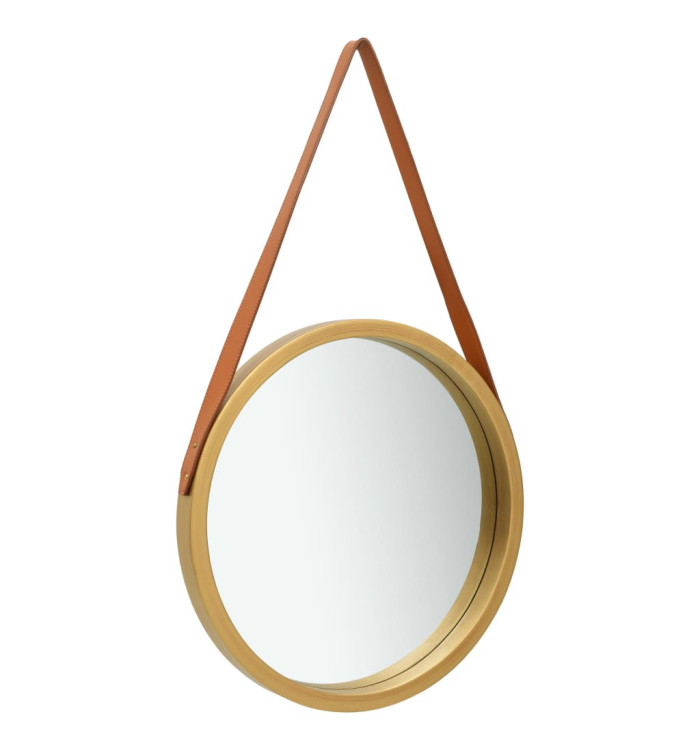 Miroir mural avec sangle 40 cm Doré | Mobilier & Déco