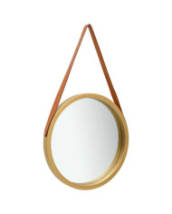 Miroir mural avec sangle 40 cm Doré | Mobilier & Déco