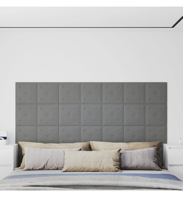 Panneaux muraux 12 pcs Gris 30x30 cm Similicuir 1,08 m² | Mobilier & Déco