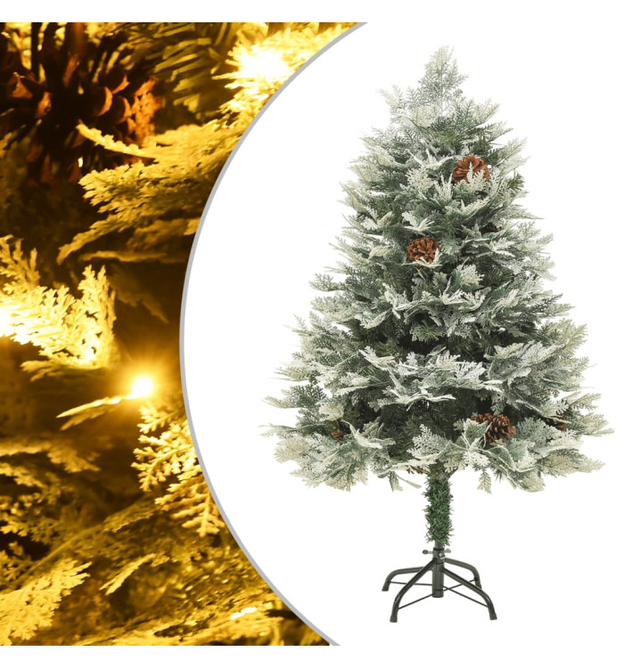 Sapin de Noël pré-éclairé et pommes de pin vert 150cm PVC et PE | Mobilier & Déco