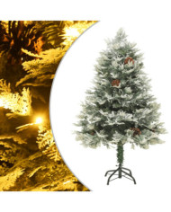 Sapin de Noël pré-éclairé et pommes de pin vert 150cm PVC et PE | Mobilier & Déco