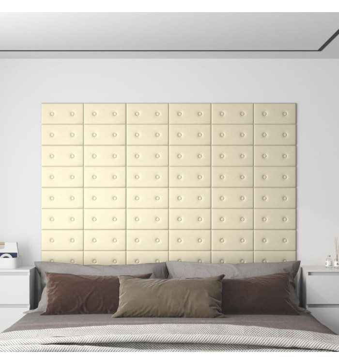 Panneaux muraux 12 pcs Crème 30x15 cm Similicuir 0,54 m² | Mobilier & Déco