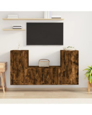 Ensemble de meubles TV 3 pcs Chêne fumé Bois d'ingénierie | Mobilier & Déco