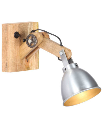 Lampe murale E27 Argenté Bois de manguier massif et fer | Mobilier & Déco