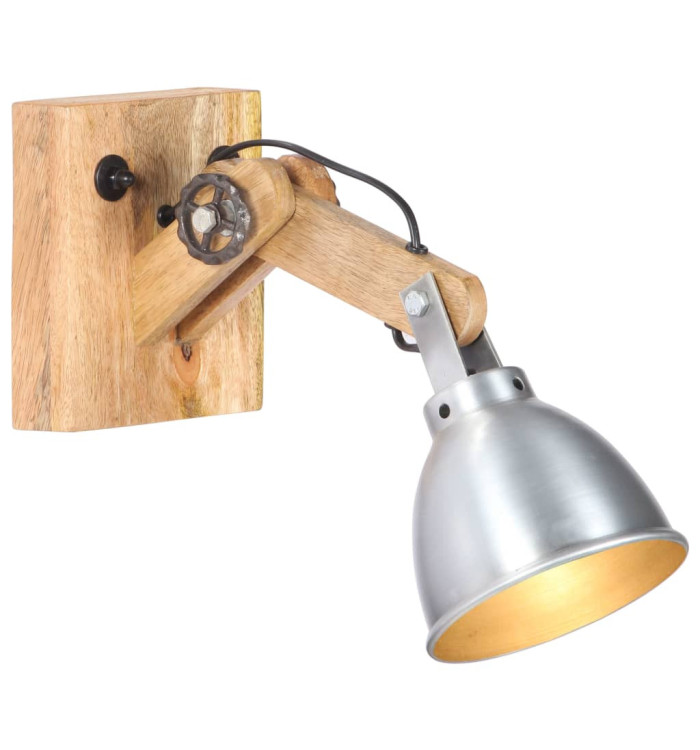 Lampe murale E27 Argenté Bois de manguier massif et fer | Mobilier & Déco