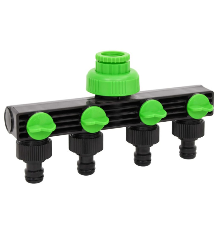 Adaptateur de robinet à 4 voies vert/noir 19,5x6x11 cm ABS et PP | Mobilier & Déco