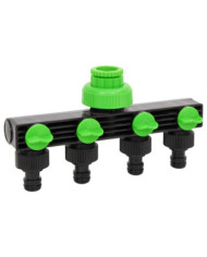 Adaptateur de robinet à 4 voies vert/noir 19,5x6x11 cm ABS et PP | Mobilier & Déco