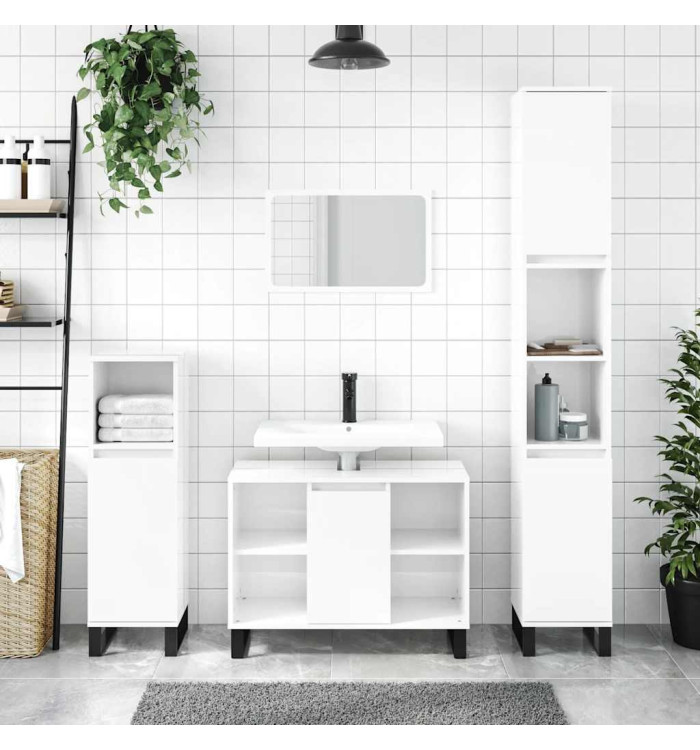 Armoire de salle de bain blanc brillant 80x33x60 cm | Mobilier & Déco