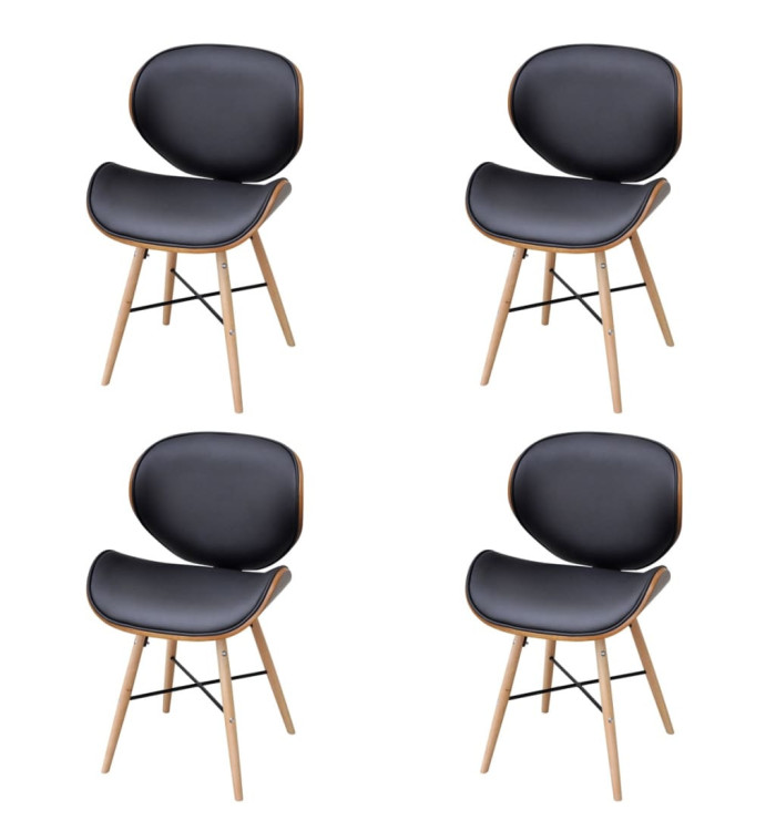 Chaises à manger lot de 4 similicuir et bois courbé | Mobilier & Déco
