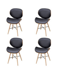 Chaises à manger lot de 4 similicuir et bois courbé | Mobilier & Déco