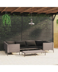 Salon de jardin 7 pcs avec coussins Résine tressée Gris foncé | Mobilier & Déco