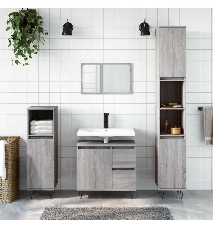 Armoire de bain sonoma gris 65x33x60 cm bois d'ingénierie | Mobilier & Déco