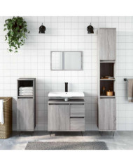 Armoire de bain sonoma gris 65x33x60 cm bois d'ingénierie | Mobilier & Déco