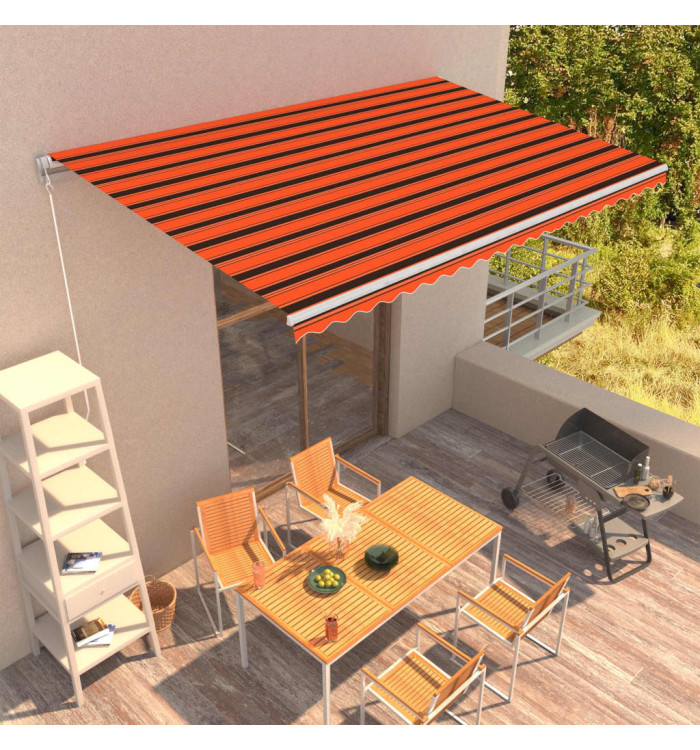 Auvent manuel rétractable 500x300 cm Orange et marron | Mobilier & Déco