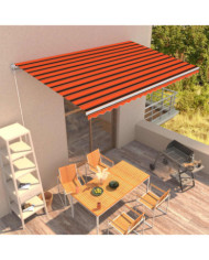 Auvent manuel rétractable 500x300 cm Orange et marron | Mobilier & Déco