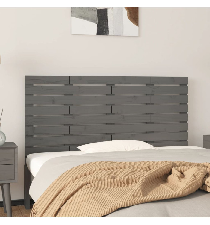 Tête de lit murale Gris 146x3x63 cm Bois massif de pin | Mobilier & Déco
