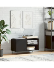 Armoire à disques noir 85x38x48 cm bois d'ingénierie | Mobilier & Déco