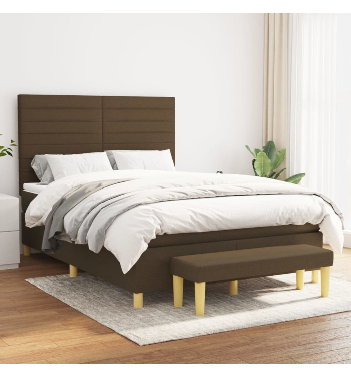 Sommier à lattes de lit avec matelas Marron foncé 140x190 cm | Mobilier & Déco