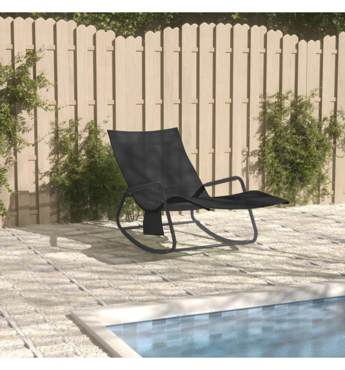 Chaise longue Acier et textilène Noir | Mobilier & Déco