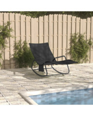 Chaise longue Acier et textilène Noir | Mobilier & Déco