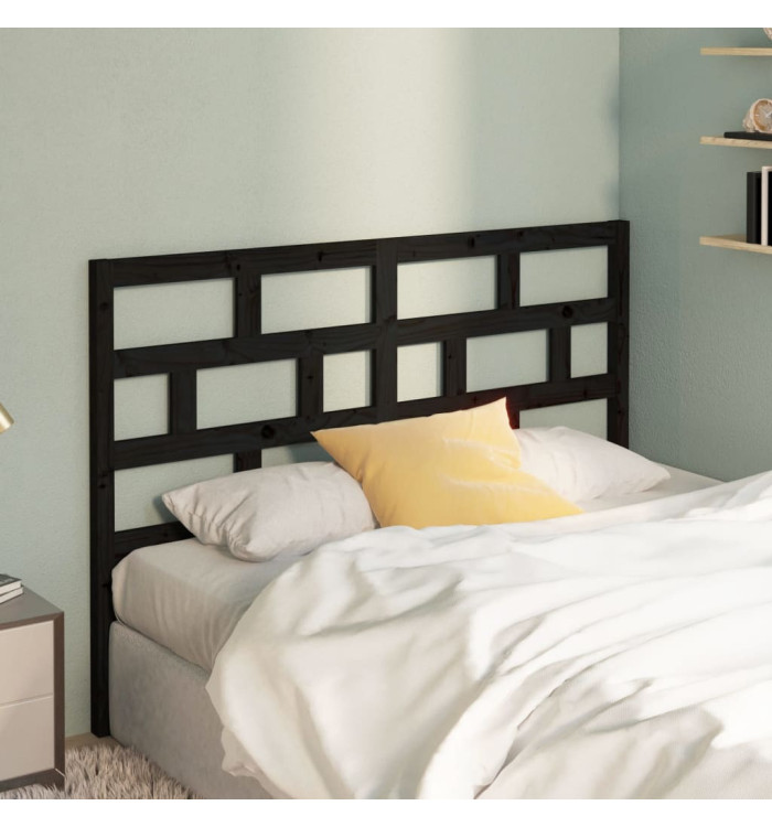 Tête de lit Noir 126x4x100 cm Bois massif de pin | Mobilier & Déco