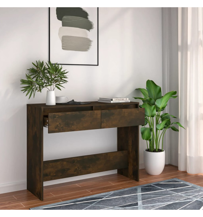 Table console chêne fumé 100x35x76,5 cm bois d'ingénierie | Mobilier & Déco
