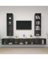 Meubles TV muraux 4 pcs Gris Bois d'ingénierie | Mobilier & Déco