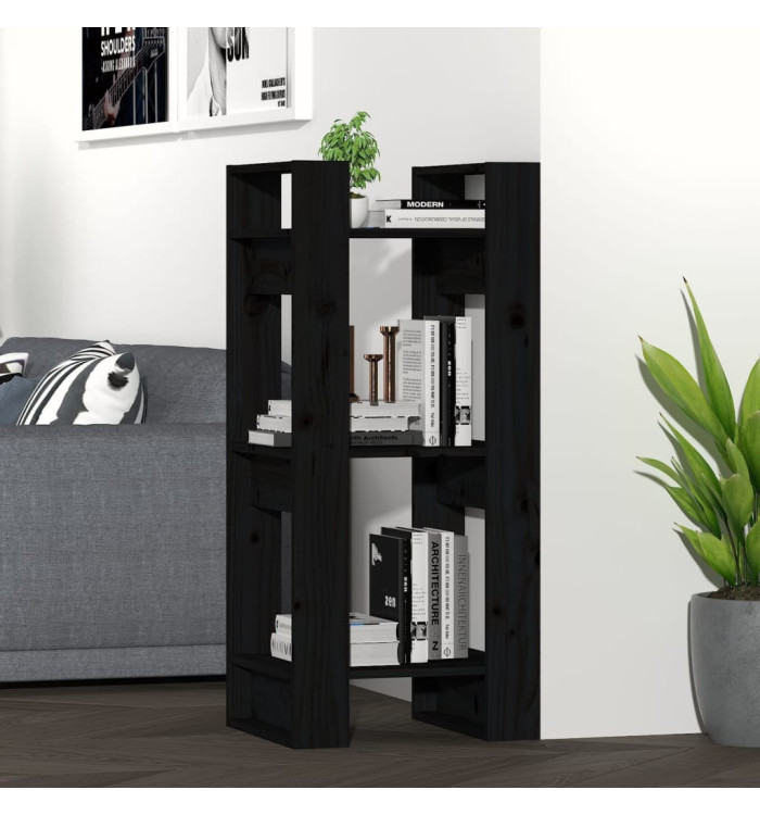 Bibliothèque/Séparateur de pièce Noir 41x35x91 cm Pin solide | Mobilier & Déco