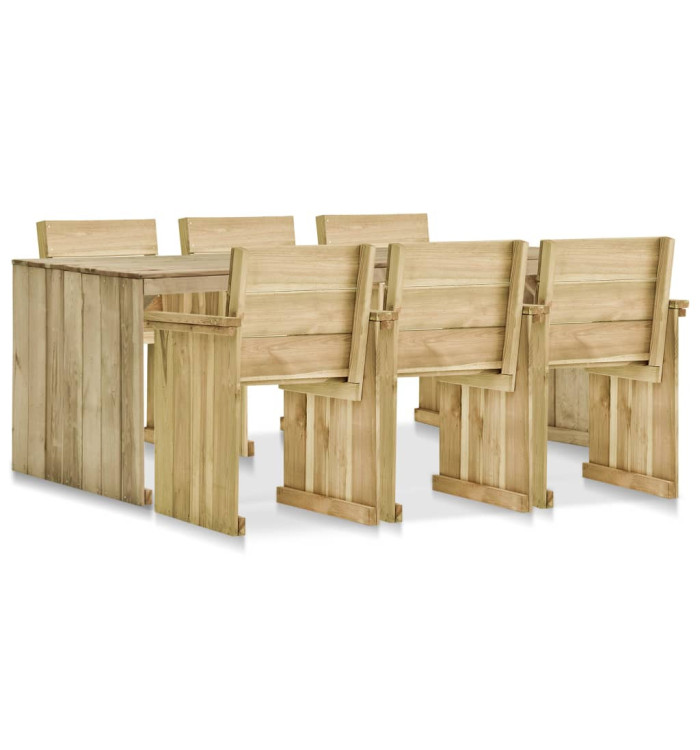 Ensemble à manger d'extérieur 7 pcs Bois de pin imprégné | Mobilier & Déco