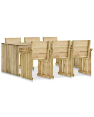 Ensemble à manger d'extérieur 7 pcs Bois de pin imprégné | Mobilier & Déco