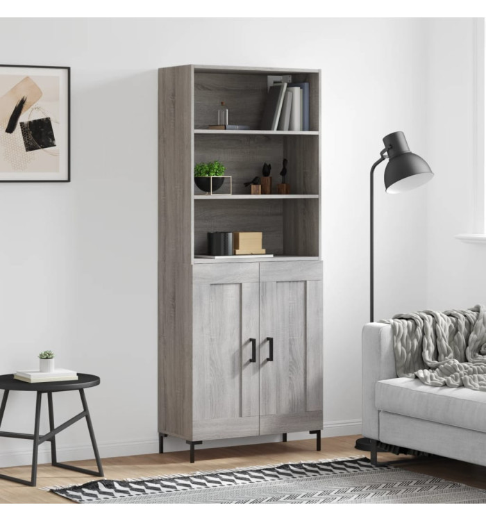 Buffet haut Sonoma gris 69,5x34x180 cm Bois d'ingénierie | Mobilier & Déco