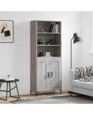 Buffet haut Sonoma gris 69,5x34x180 cm Bois d'ingénierie | Mobilier & Déco