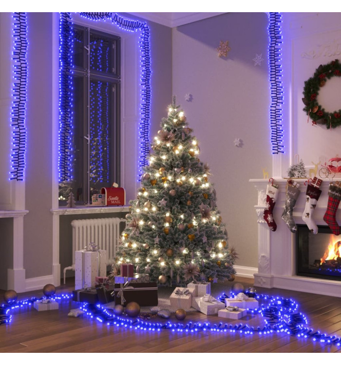 Guirlande lumineuse à LED groupées 2000 LED Bleu 17 m PVC | Mobilier & Déco
