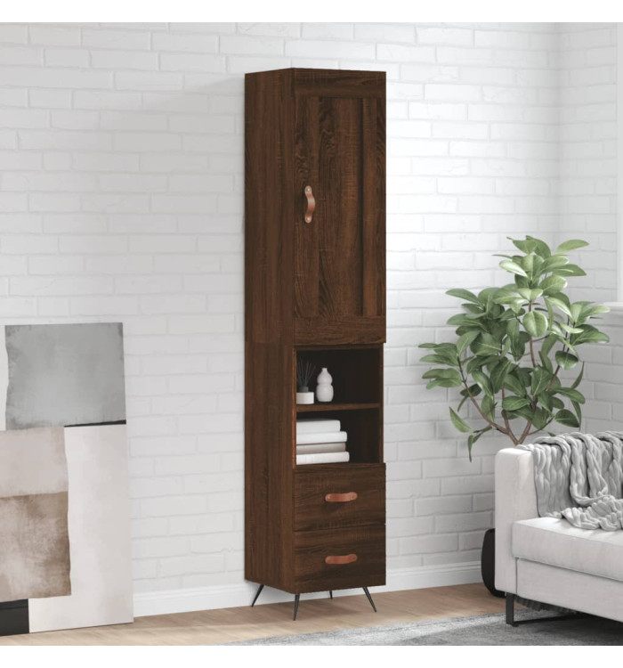 Buffet haut Chêne marron 34,5x34x180 cm Bois d'ingénierie | Mobilier & Déco