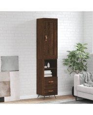 Buffet haut Chêne marron 34,5x34x180 cm Bois d'ingénierie | Mobilier & Déco