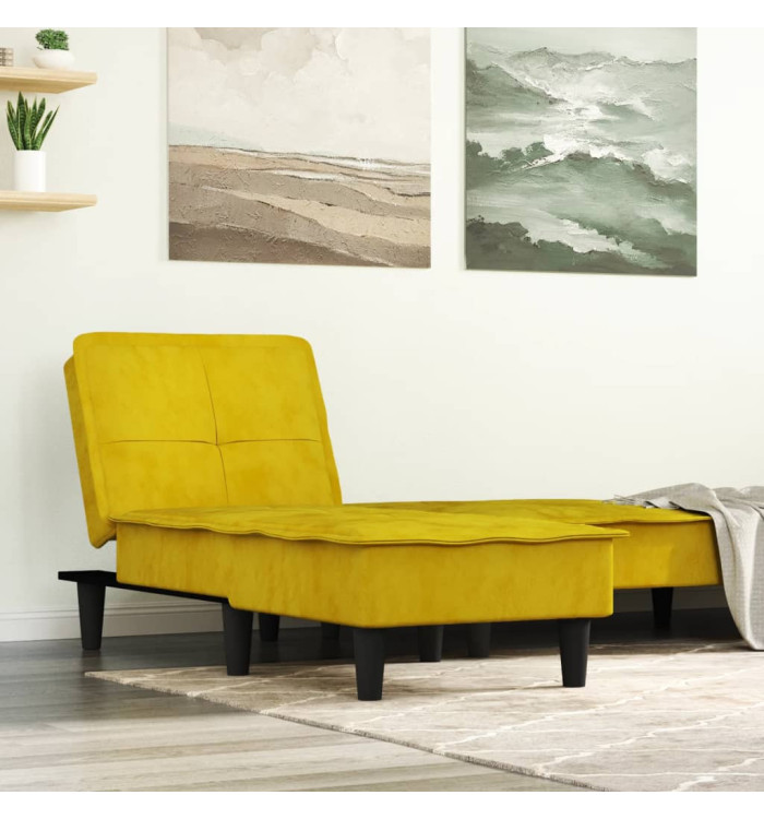 Chaise longue jaune velours | Mobilier & Déco