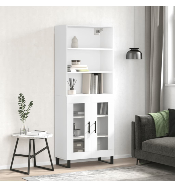 Buffet haut Blanc 69,5x34x180 cm Bois d'ingénierie | Mobilier & Déco